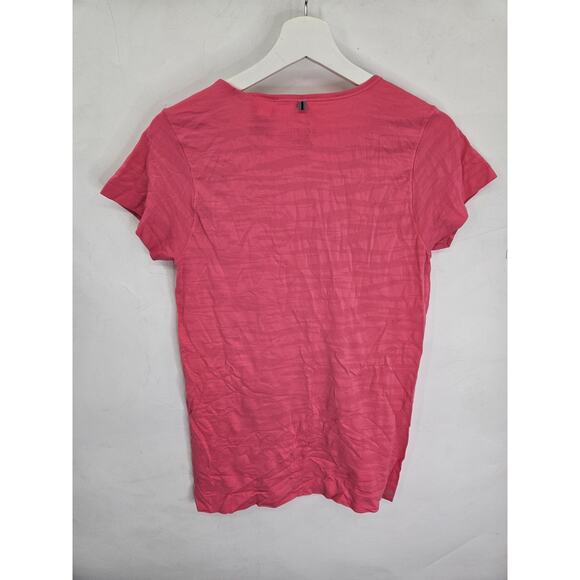 Nike Dri-Fit V Neck Short Sleeve T Shirt Pink Women’s Size M Reflective Running - Picture 2 of 4